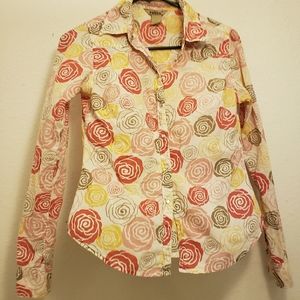 Fossil Vintage Roses Western Shirt with Pearl Snap